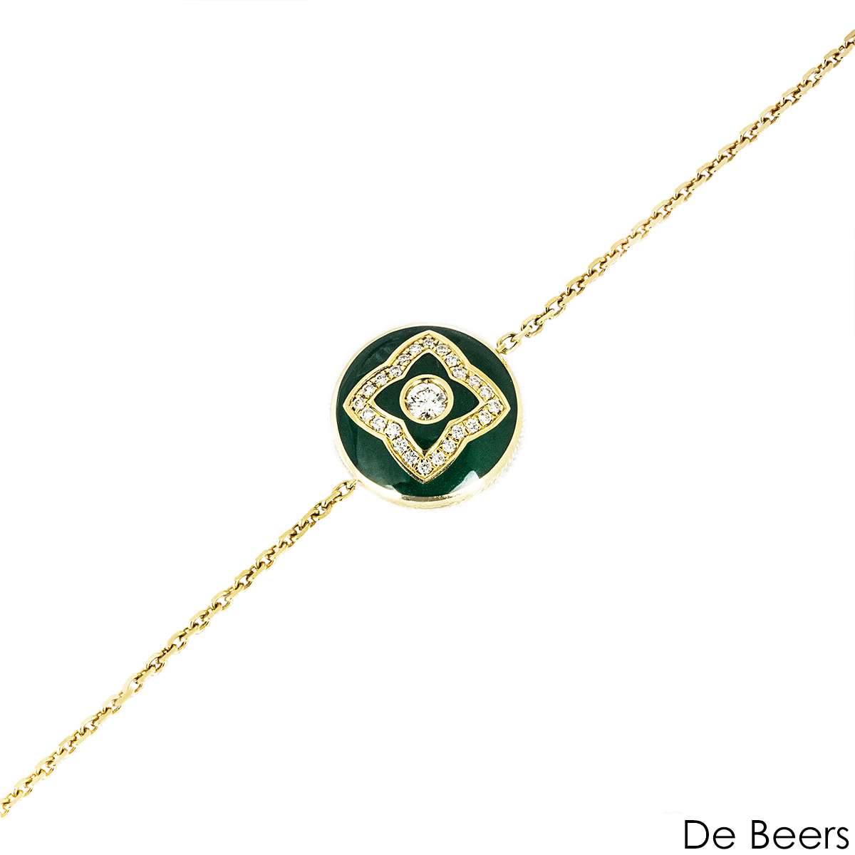 De Beers Yellow Gold Enchanted Lotus Green Enamel Bracelet B1032680018 De Beers Yellow Gold Enchanted Lotus Green Enamel Bracelet B1032680018